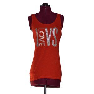 Victoria's Secret L Red Tank Top Sparkly I Love VS